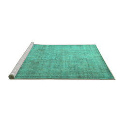 Sideview of Machine Washable Persian Turquoise Traditional Area Rugs, wshtr3036turq
