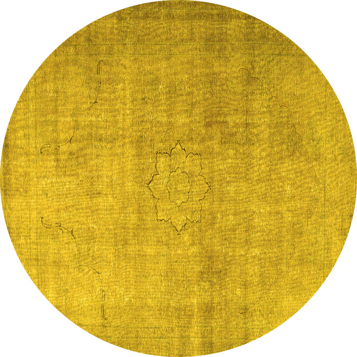 Round Persian Yellow Traditional Rug, tr3036yw