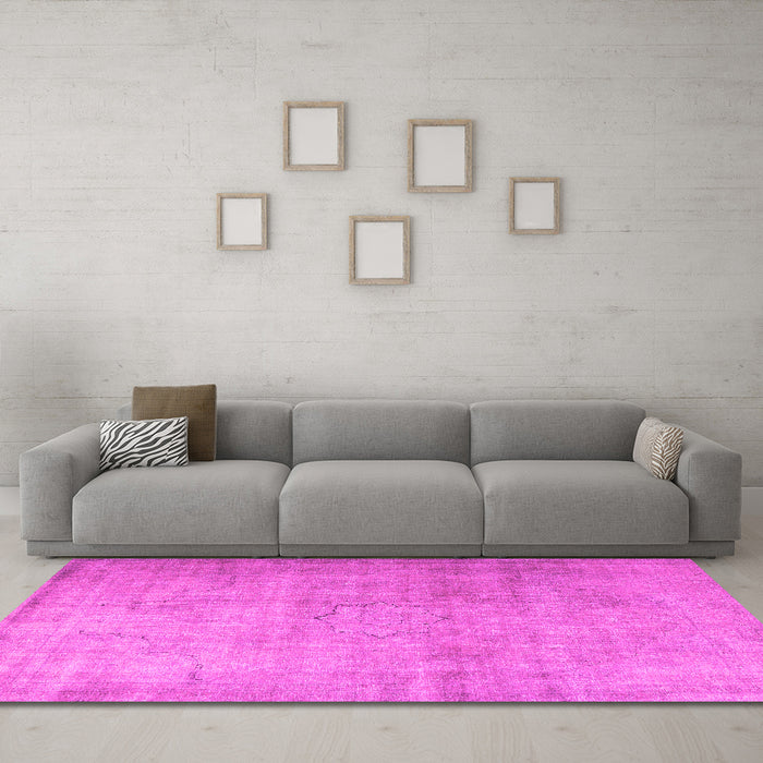 Machine Washable Persian Pink Traditional Rug in a Living Room, wshtr3036pnk
