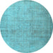 Round Machine Washable Persian Light Blue Traditional Rug, wshtr3036lblu