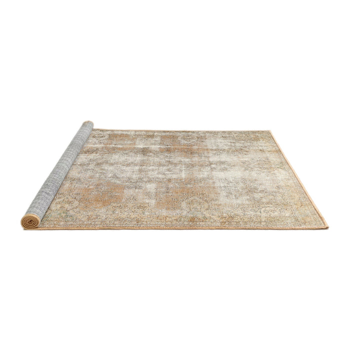 Sideview of Machine Washable Traditional Desert Sand Beige Rug, wshtr3037