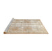 Sideview of Machine Washable Traditional Desert Sand Beige Rug, wshtr3037