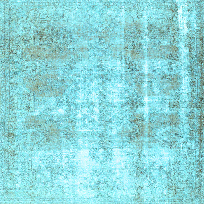 Square Machine Washable Persian Light Blue Traditional Rug, wshtr3037lblu