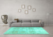 Machine Washable Persian Turquoise Traditional Area Rugs in a Living Room,, wshtr3037turq