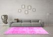 Machine Washable Persian Pink Traditional Rug in a Living Room, wshtr3037pnk