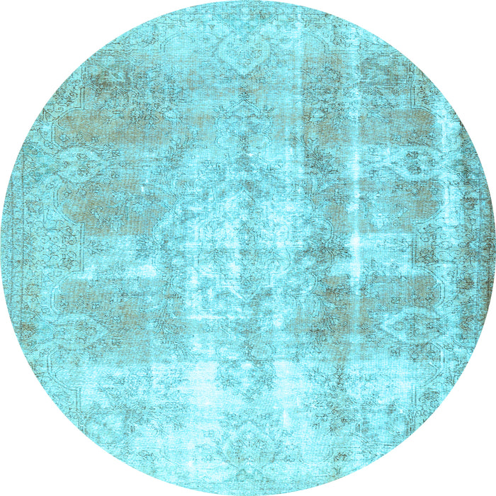 Round Persian Light Blue Traditional Rug, tr3037lblu
