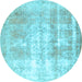 Round Persian Light Blue Traditional Rug, tr3037lblu