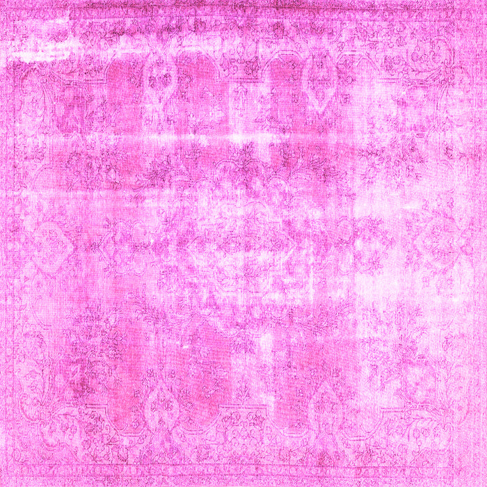 Square Machine Washable Persian Pink Traditional Rug, wshtr3037pnk