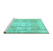 Sideview of Machine Washable Persian Turquoise Traditional Area Rugs, wshtr3037turq