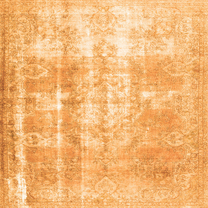 Round Machine Washable Persian Orange Traditional Area Rugs, wshtr3037org