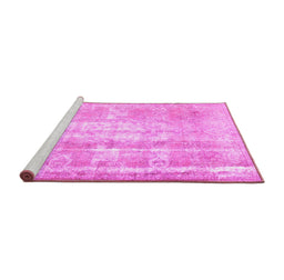 Sideview of Machine Washable Persian Pink Traditional Rug, wshtr3037pnk