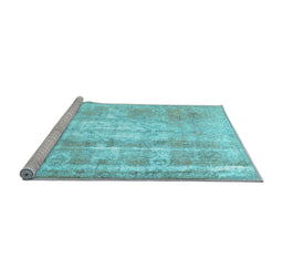 Sideview of Machine Washable Persian Light Blue Traditional Rug, wshtr3037lblu