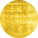 Round Persian Yellow Traditional Rug, tr3037yw