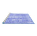 Sideview of Machine Washable Persian Blue Traditional Rug, wshtr3037blu