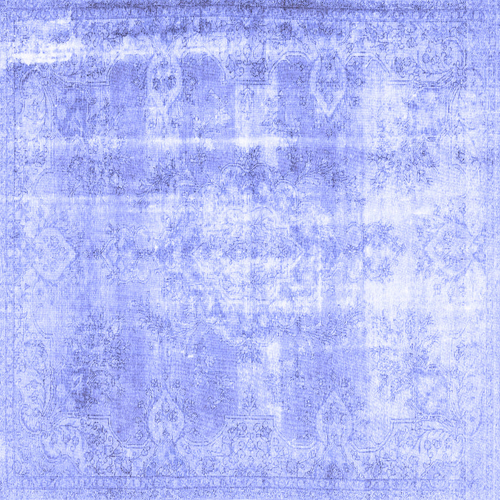 Square Machine Washable Persian Blue Traditional Rug, wshtr3037blu
