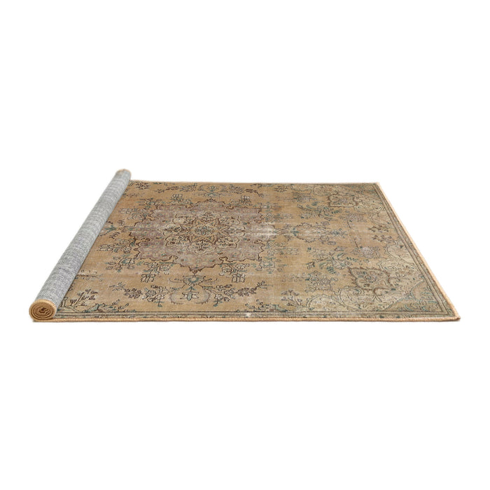Sideview of Machine Washable Traditional Brown Sugar Brown Rug, wshtr3038