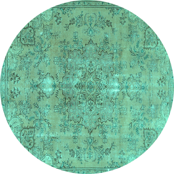 Round Persian Turquoise Traditional Rug, tr3038turq