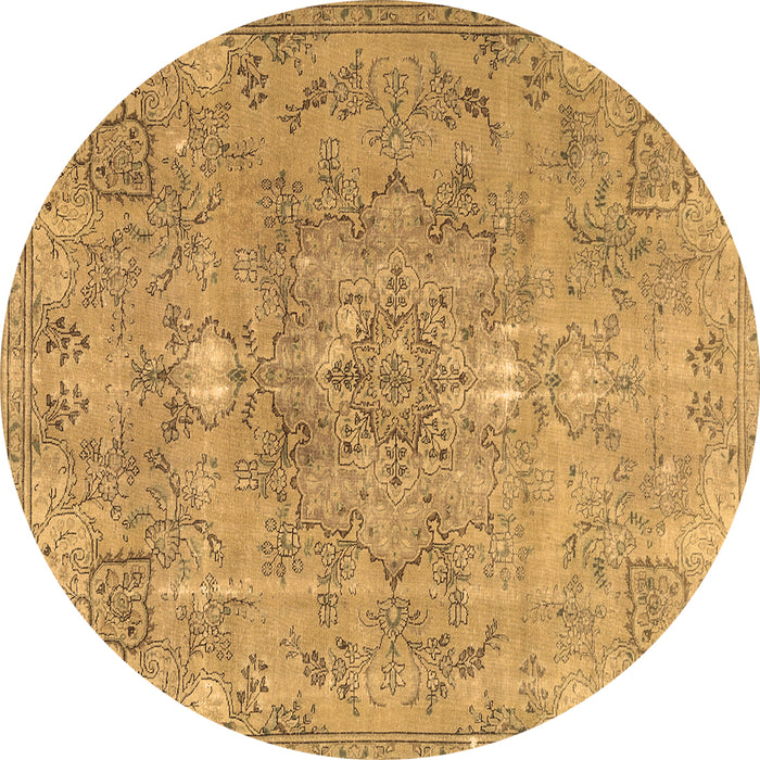 Round Persian Brown Traditional Rug, tr3038brn