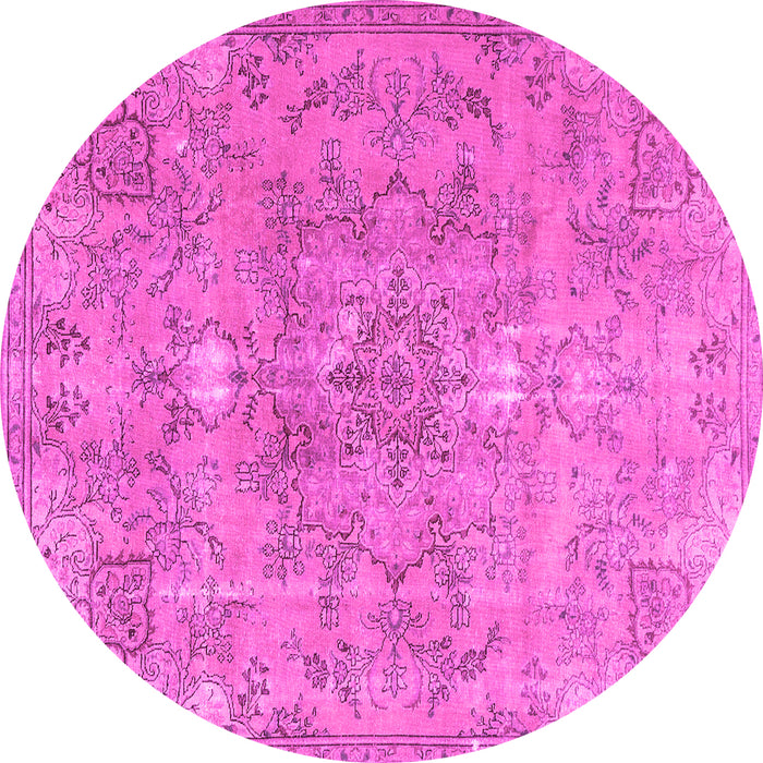 Round Machine Washable Persian Pink Traditional Rug, wshtr3038pnk