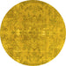 Round Machine Washable Persian Yellow Traditional Rug, wshtr3038yw