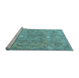 Sideview of Machine Washable Persian Light Blue Traditional Rug, wshtr3038lblu