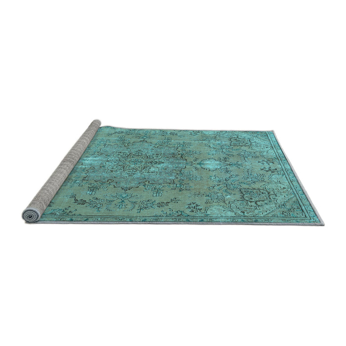 Sideview of Machine Washable Persian Light Blue Traditional Rug, wshtr3038lblu