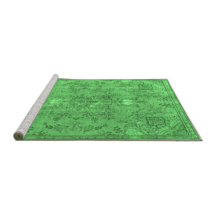 Sideview of Machine Washable Persian Emerald Green Traditional Area Rugs, wshtr3038emgrn