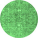Round Persian Emerald Green Traditional Rug, tr3038emgrn