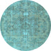 Round Machine Washable Persian Light Blue Traditional Rug, wshtr3038lblu