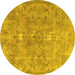 Round Persian Yellow Traditional Rug, tr3038yw