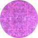 Round Machine Washable Persian Purple Traditional Area Rugs, wshtr3038pur