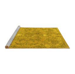 Sideview of Machine Washable Persian Yellow Traditional Rug, wshtr3038yw