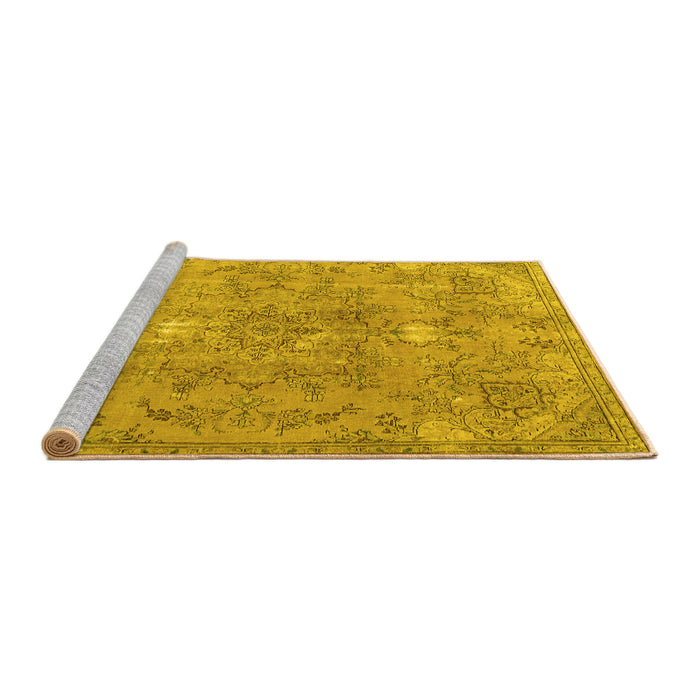 Sideview of Machine Washable Persian Yellow Traditional Rug, wshtr3038yw