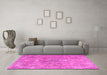 Machine Washable Persian Pink Traditional Rug in a Living Room, wshtr3038pnk