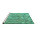 Sideview of Machine Washable Persian Turquoise Traditional Area Rugs, wshtr3038turq