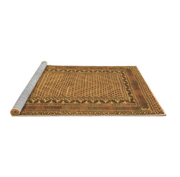 Sideview of Machine Washable Southwestern Brown Country Rug, wshtr3039brn