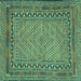 Square Southwestern Turquoise Country Rug, tr3039turq