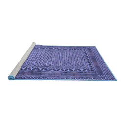 Sideview of Machine Washable Southwestern Blue Country Rug, wshtr3039blu