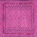 Square Machine Washable Southwestern Pink Country Rug, wshtr3039pnk