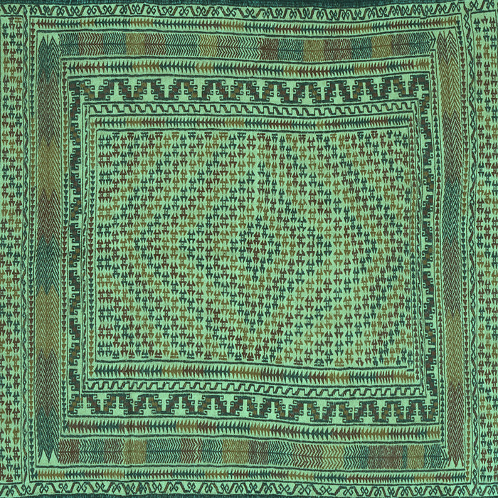 Square Machine Washable Southwestern Turquoise Country Area Rugs, wshtr3039turq