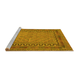 Sideview of Machine Washable Southwestern Yellow Country Rug, wshtr3039yw