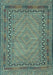 Machine Washable Southwestern Light Blue Country Rug, wshtr3039lblu