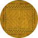 Round Southwestern Yellow Country Rug, tr3039yw