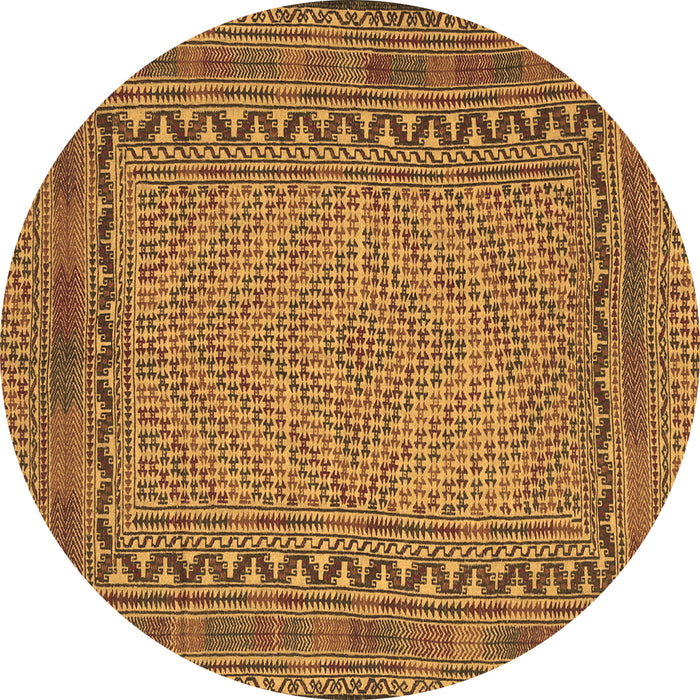 Round Machine Washable Southwestern Brown Country Rug, wshtr3039brn