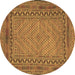 Round Machine Washable Southwestern Brown Country Rug, wshtr3039brn