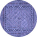 Round Southwestern Blue Country Rug, tr3039blu