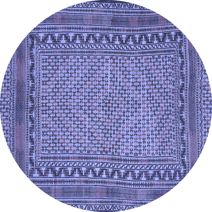 Round Machine Washable Southwestern Blue Country Rug, wshtr3039blu