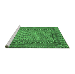 Sideview of Machine Washable Southwestern Emerald Green Country Area Rugs, wshtr3039emgrn