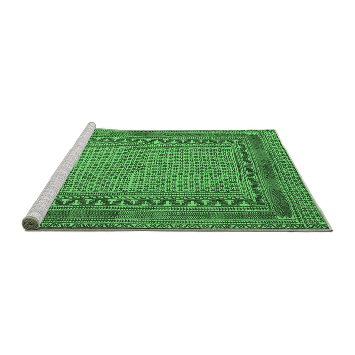 Sideview of Machine Washable Southwestern Emerald Green Country Area Rugs, wshtr3039emgrn