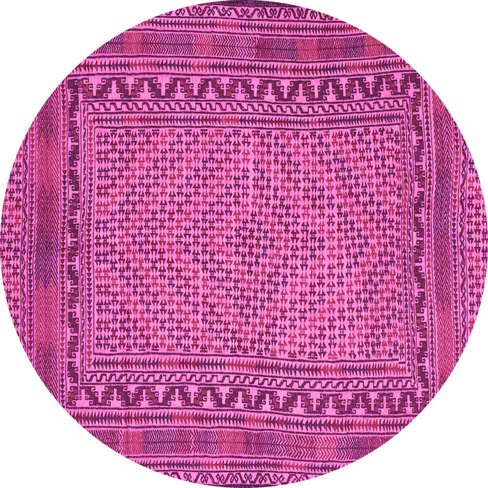 Round Machine Washable Southwestern Pink Country Rug, wshtr3039pnk